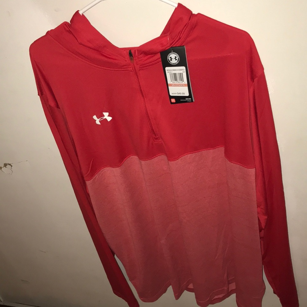 Red Large under Armour Heat Gear with tags for $15